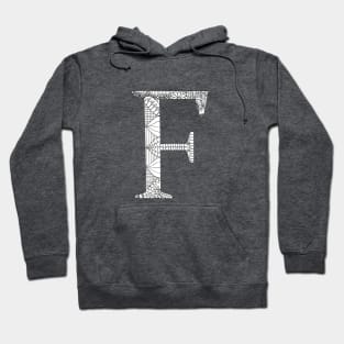 Henna Alphabet F / Henna Letter F - Black Henna Line Art Hoodie